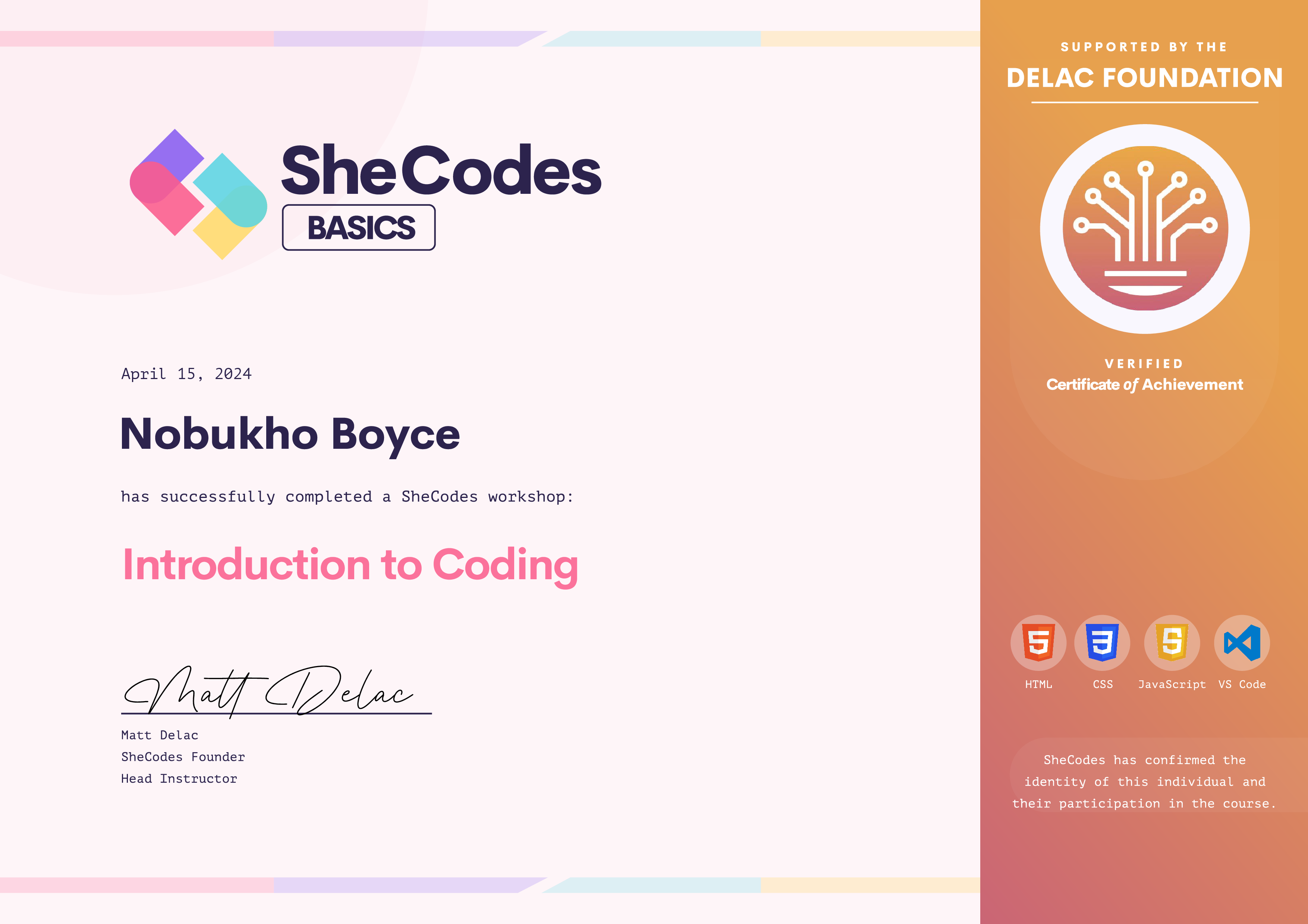shecodes certification